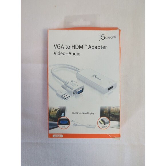 J5 Create VGA To HDMI Video Audio Adapter White JDA204 Brand New - Picture 1 of 7